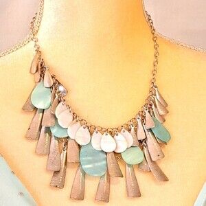 Talbots Y2K Unique Silver Necklace in Silvery Blues and Pearls Fashion Jewelry